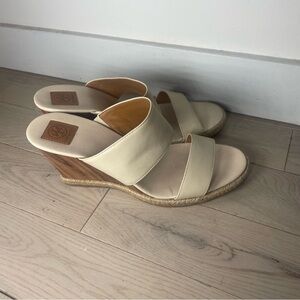 Tory Burch Cream Wedge Sandals